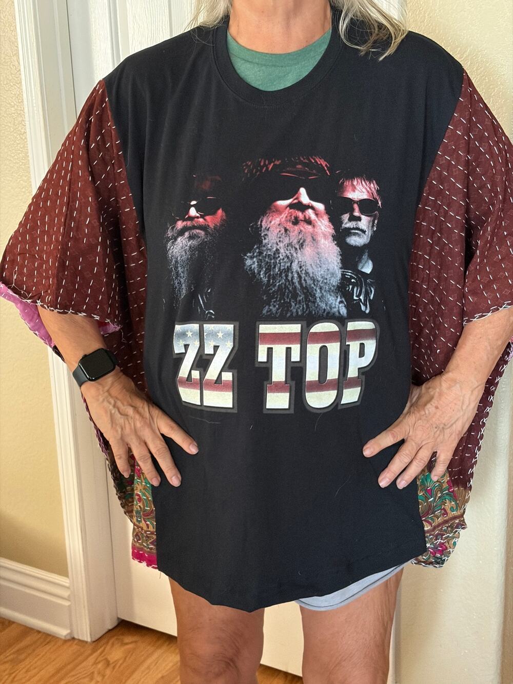 ZZ Top Upcycled Kantha Tunic Top Shirt OS Handmade Boho